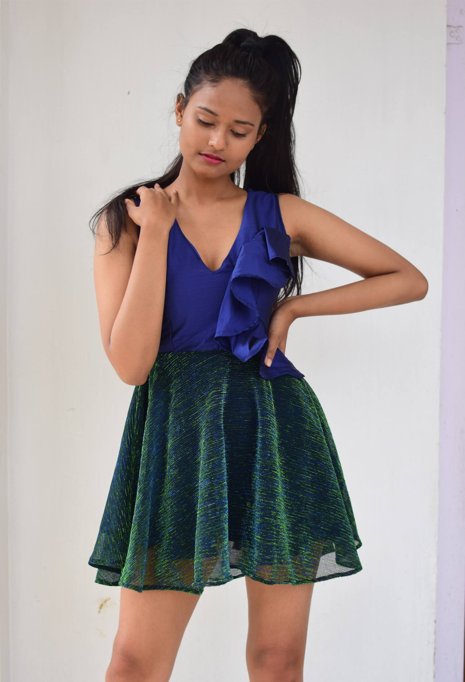 blue flounce dress 1